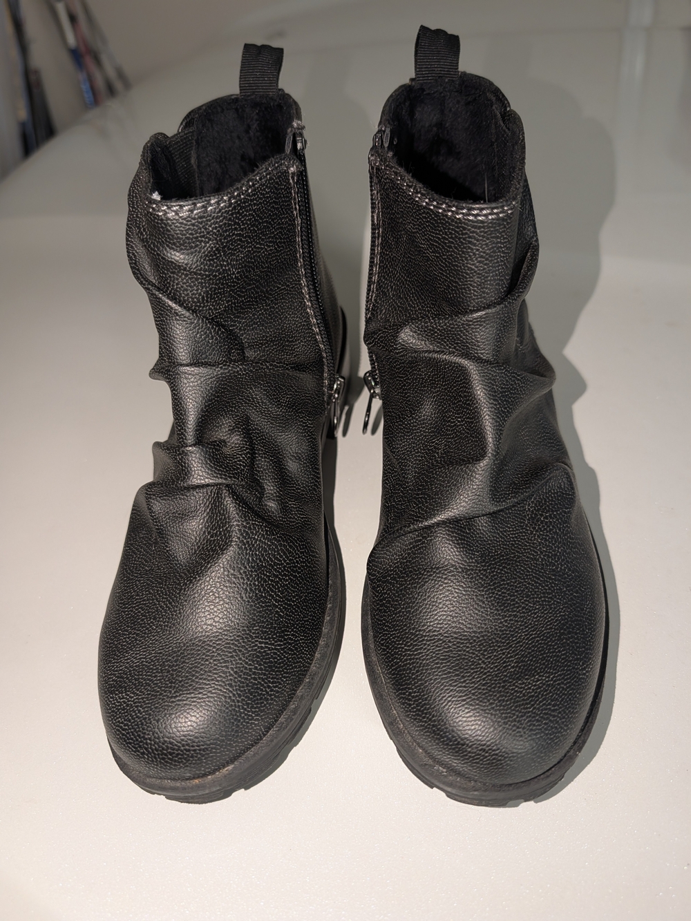 Womens Black Zipper Ankle Boots